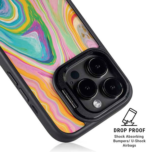 Rainbow Marble by Etta Vee iPhone 16 Pro Kickstand Case